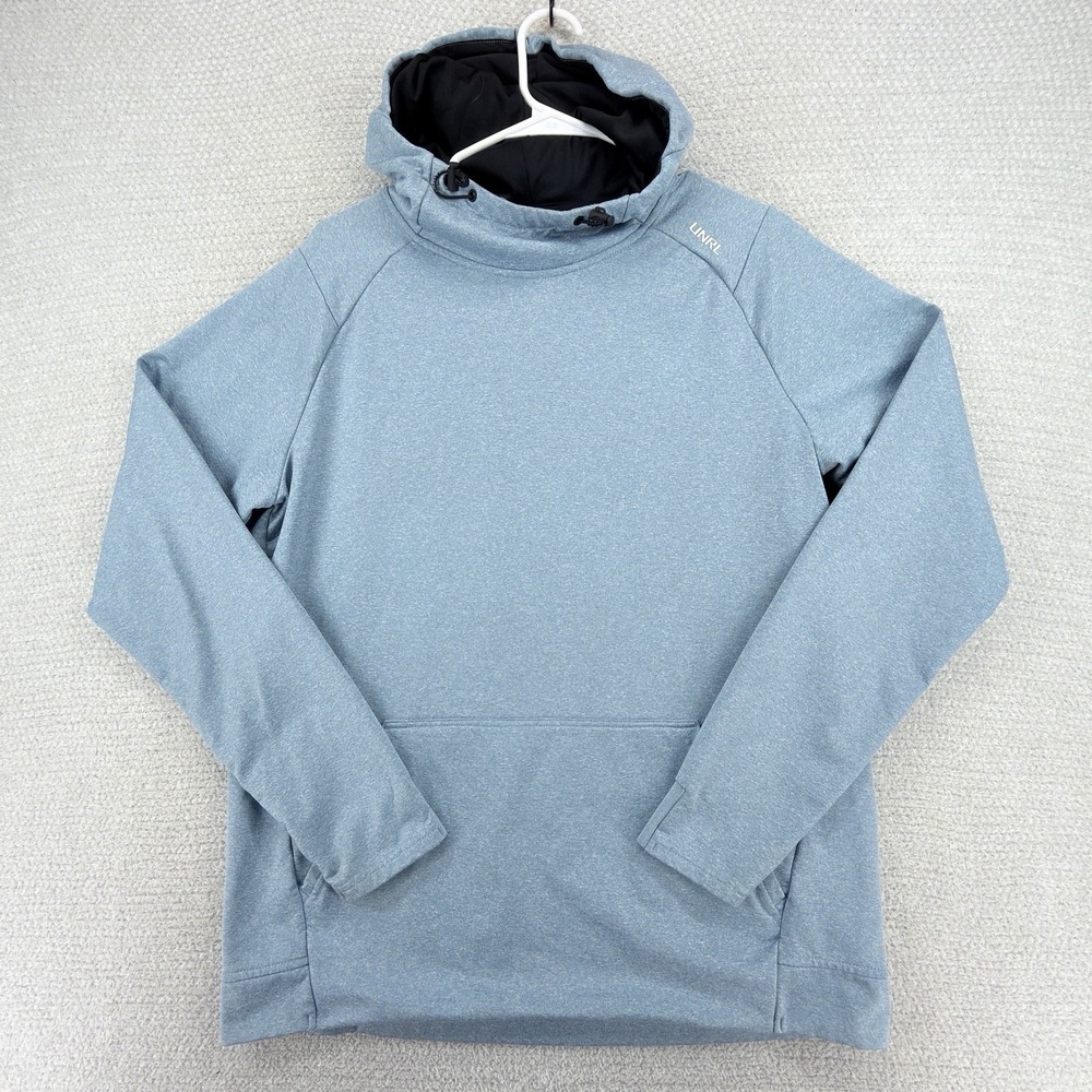 UNRL Crossover Hoodie II Mens Medium Blue Performance Stretch Fleece Pullover